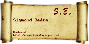 Sigmond Beáta névjegykártya